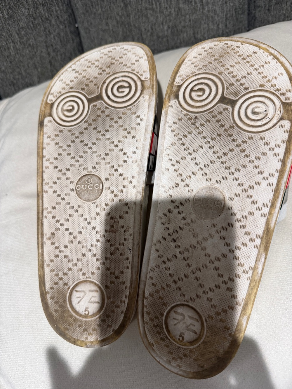 Gucci Beige and Brown Patterned Slide Sandals - Picture 4 of 5